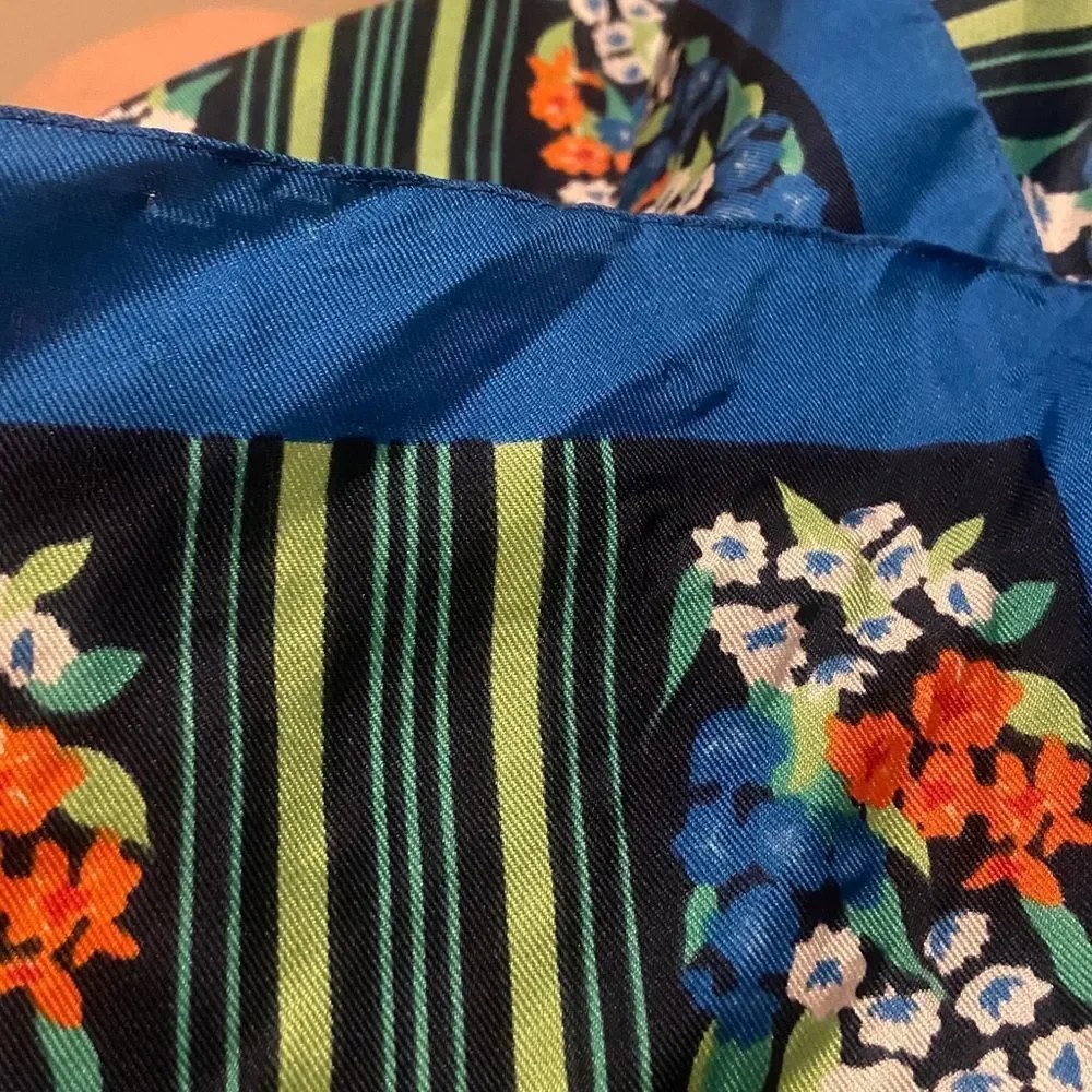 Floral Striped Silk Scarf